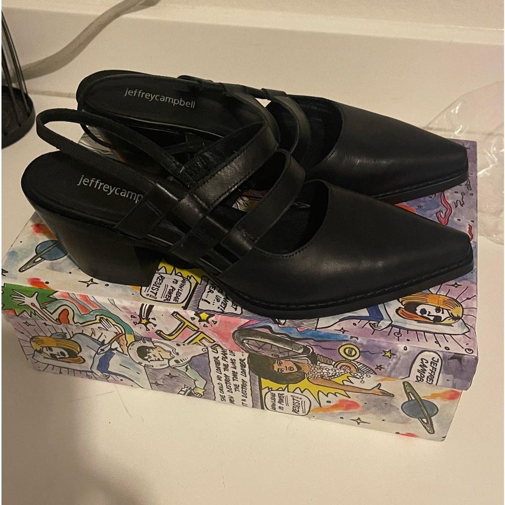 Jeffrey Campbell Arkle shoes/sling back booties, black size 8.5